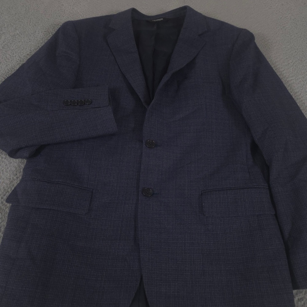 Jos. A. Bank Blazer Mens 42 Regular Navy Traveler Slim Fit 100% Wool Micro Check